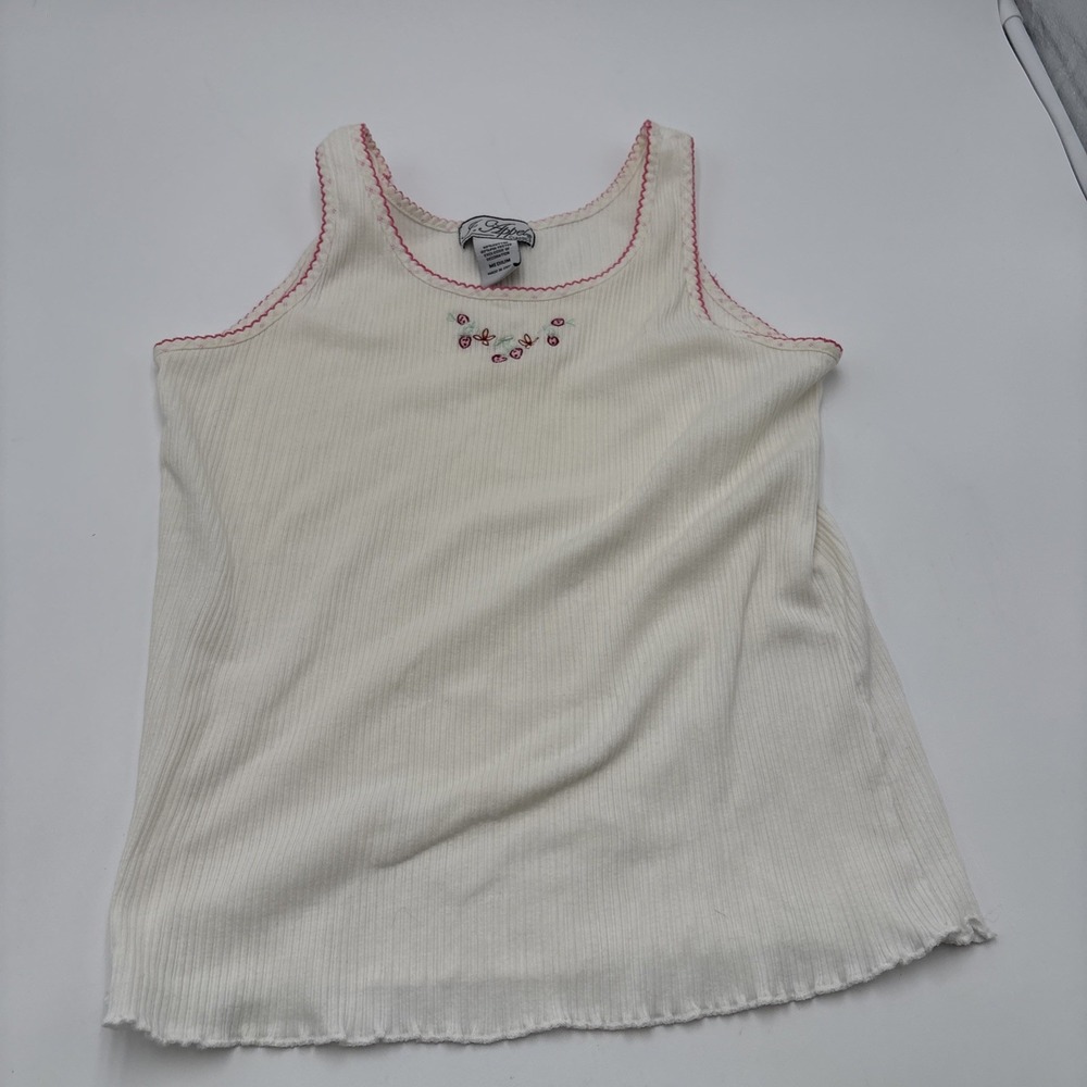J Appel Classics Tank Top Sleeveless Womens Size Medium Strawberry's Floral Embr